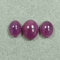 PINK SAPPHIRE Gemstone Cabochon : 34.50cts Natural Untreated Sapphire Gemstone Oval Shape Cabochon 11.5*9mm - 14*11mm 3pcs Set For Jewelry