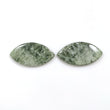 GREEN SERAPHINITE Gemstone Flats : 30.00cts Natural Untreated Seraphinite Gemstone Marquise Shape Cabochon Flat Bottom Slice 32*17mm Pair
