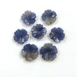 BLUE SAPPHIRE Gemstone Carving : 38ct Natural Untreated Unheated Sapphire Gemstone Hand Carved Round FLOWER Shape 12mm-14mm 7pcs For Jewelry