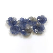 BLUE SAPPHIRE Gemstone Carving : 38ct Natural Untreated Unheated Sapphire Gemstone Hand Carved Round FLOWER Shape 12mm-14mm 7pcs For Jewelry
