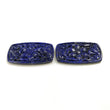 LAPIS LAZULI Gemstone Carving : 48.00cts Natural Untreated Unheated Blue Lapis Gemstone Hand Carved Cushion Shape 37*21mm Pair For Jewelry