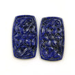 LAPIS LAZULI Gemstone Carving : 48.00cts Natural Untreated Unheated Blue Lapis Gemstone Hand Carved Cushion Shape 37*21mm Pair For Jewelry