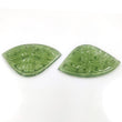 ANTIGORITE GREEN SERPENTINE Gemstone Carving : 53cts Natural Untreated Serpentine Gemstone Hand Carved Uneven Shape 44*29mm Pair For Jewelry