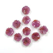 PINK SAPPHIRE Gemstone Carving: 54.30ct Natural Untreated Sapphire Gemstone Hand Carved FLOWER Round Shape 12mm*4(h)mm 10pcs Set For Jewelry