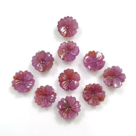 PINK SAPPHIRE Gemstone Carving: 54.30ct Natural Untreated Sapphire Gemstone Hand Carved FLOWER Round Shape 12mm*4(h)mm 10pcs Set For Jewelry