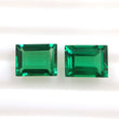 Nanosital GREEN EMERALD Stone : 3.40cts Emerald Cut Baguette Shape 8*6mm*4(h) Pair For Jewelry