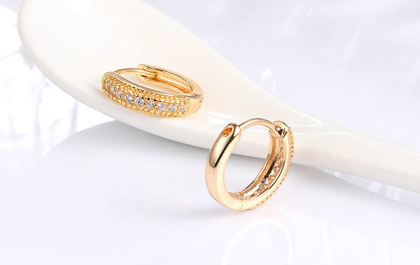 ROSE Gold Plated Hoop Earrings : 2.96gms Shiny Cubic Zirconia Round Earring Fashion Women Accessories Minimalist Jewelry For Girls 10mm