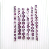 Raspberry Sheen SAPPHIRE Gemstone Normal Cut : 77.00cts Natural Untreated Pink Sapphire Hexagon Shape 5.5*5mm - 9*7.5mm 64pcs (With Video)