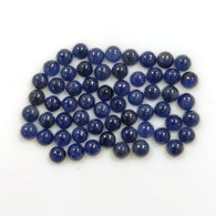 नीला नीलम रत्न कैबोचोन: 21.85cts प्राकृतिक अनुपचारित बिना गर्म किया हुआ नीलम रत्न गोल आकार का कैबोचोन 4mm 59pcs लॉट आभूषण के लिए