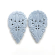 BLUE OPAL Gemstone Carving : 49.00cts Natural Color Enhanced Opal Gemstone Hand Carved Pear Shape 44*25.5mm Pair For Earring