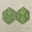 ANTIGORITE Green SERPENTINE Gemstone Carving : 39.00ct Natural Untreated Serpentine Gemstone Hand Carved Hexagon 35*26mm Pair For Jewelry