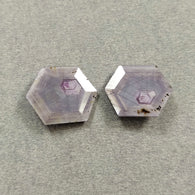 Raspberry SAPPHIRE Gemstone Normal Cut : 18.35cts Natural Untreated Sheen Pink Sapphire Hexagon Shape 16*13mm - 17.5*14mm 2pcs (With Video)