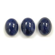 नीला नीलम रत्न कैबोचोन: 48.50cts प्राकृतिक अनुपचारित नीलम रत्न अंडाकार आकार कैबोचोन 16.5*13mm*7(h) 3 पीस आभूषण के लिए सेट
