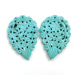 Kingman ARIZONA Blue TURQUOISE Carving : 73.20cts Natural Sleeping Beauty Turquoise Hand Carved Indian LEAVES 44.5*30.5mm Pair For Earring