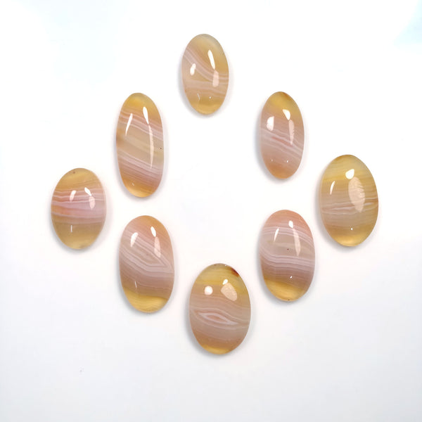 BOTSWANA AGATE Gemstone Cabochon : 231.60cts Natural Untreated Agate Gemstone Oval Shape Cabochon 27*18mm - 35*16mm 8pcs Lot For Jewelry