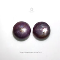 Purple Pink Ruby Star : 29.95cts Natural Untreated Unheated African Gemstone Round Shape Cabochon 13mm Pair (With Video)