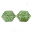 ANTIGORITE Green SERPENTINE Gemstone Carving : 39.00ct Natural Untreated Serpentine Gemstone Hand Carved Hexagon 35*26mm Pair For Jewelry