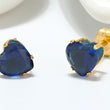 Gold Plated Stud Earrings Cute Heart AAA Zircon Korean Earing For Girls Blue Crystal Stone Minimalist Jewelry
