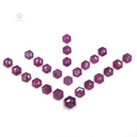 Raspberry SAPPHIRE Gemstone Step Cut : 61.15cts Natural Untreated Sheen Purple Pink Sapphire Hexagon 8.5*7.5mm - 12*10.5mm 25pcs (With Video)