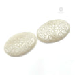 White MOTHER OF PEARL Gemstone Carving : 54.10cts Natural Untreated Mop Gemstone Hand Carved Oval Shape 33*24mm Pair For Jewelry