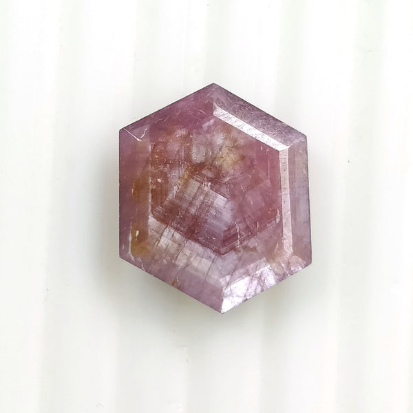 Raspberry Sheen PINK SAPPHIRE Gemstone TRAPICHE September Birthstone : 9.70cts Natural Untreated Sapphire Hexagon Shape Normal Cut 16*13.5mm 1pc For Ring/Pendant
