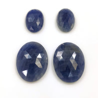 BLUE SAPPHIRE Gemstone Rose Cut : 42.50cts Natural Untreated Unheated Sapphire Oval Shape 14*10mm - 12*16mm 4pcs (With Video)