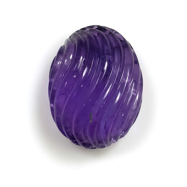 Purple AMETHYST Gemstone Carving : 22.55cts Natural Untreated Amethyst Hand Carved Both Side Oval Shape 21*16mm (With Video)