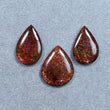 AMMOLITE Gemstone Cabochon : 29.20cts Natural Fossilized Shell Bi-Color Ammolite Pear 21*14mm - 22*17mm 3pcs (With Video)