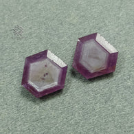Raspberry Sheen PINK SAPPHIRE Gemstone Cut September Birthstone : 9.65cts Natural Untreated Unheated Sapphire Hexagon Shape Normal Cut 13*11mm Pair For Jewelry