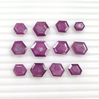 Raspberry Sheen PINK SAPPHIRE Gemstone Normal Cut : 42.95cts Natural Untreated Sapphire Hexagon Shape 8*7mm - 15*12mm 12pcs (With Video)