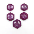 Raspberry SAPPHIRE Gemstone Rose Cut : 32.95cts Natural Untreated Sheen Purple Pink Sapphire Hexagon 13*11mm - 16*14mm 5pcs (With Video)