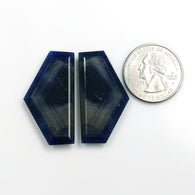 BLUE SHEEN SAPPHIRE Gemstone Normal Cut : 81.55cts Natural Untreated Unheated Sapphire Uneven Shape 20*37mm Pair (With Video)