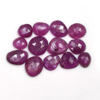 Raspberry Sheen PURPLE PINK SAPPHIRE Gemstone Cut September Birthstone : 49.70cts Natural Untreated Sapphire Uneven Shape Rose Cut 8mm - 13*12mm 13pcs For Jewelry
