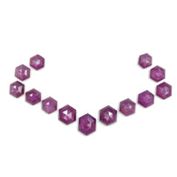 Raspberry Sheen PURPLE PINK SAPPHIRE Gemstone Cut September Birthstone : 45.50cts Natural Untreated Sapphire Hexagon Step Cut 9*8mm - 13*10mm 13pcs Set For Jewelry