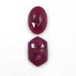 RED RUBY Gemstone Cut : 16.90cts Natural Untreated Ruby Gemstone Rose Cut Oval & Hexagon Shape 17*12mm - 18*12mm  2pcs For Jewelry