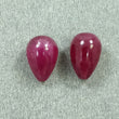 RED RUBY Gemstone Cabochon : 14.70cts Natural Ruby Tear Drop Cabochon Top Drilled 12mm Pair For Earring