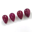 RED RUBY Gemstone Cabochon : 17.45cts Natural Ruby Tear Drop Cabochon Top Drilled 10mm 4pcs Set For Jewelry