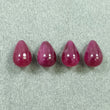 RED RUBY Gemstone Cabochon : 17.45cts Natural Ruby Tear Drop Cabochon Top Drilled 10mm 4pcs Set For Jewelry