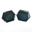 BLUE CHOCOLATE Sheen SAPPHIRE Gemstone Cut : 154.35cts Natural Untreated Sapphire Hexagon Shape Normal Cut 50*38mm Pair For Jewelry