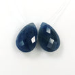 BLUE SAPPHIRE Gemstone Cut : 15.60ct Natural Untreated Sapphire Side To Side Drill Checker Cut Briolette Pear Shape 15*10mm Pair For Earring