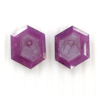 Raspberry Sheen PINK SAPPHIRE Gemstone Cut September Birthstone : 30.60cts Natural Untreated Sapphire Hexagon Shape Normal Cut 22*17mm Pair For Jewelry