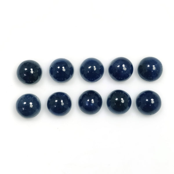 BLUE SAPPHIRE Gemstone Cabochon : 32.50cts Natural Untreated Unheated Sapphire Gemstone Round Shape Cabochon 8mm 10pcs Lot For Jewelry