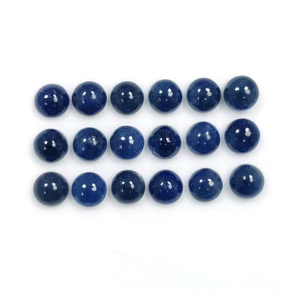 BLUE SAPPHIRE Gemstone Cabochon : 24.00cts Natural Untreated Unheated Sapphire Gemstone Round Shape Cabochon 6mm 18pcs Lot For Jewelry