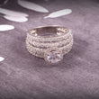 925 Sterling Silver White Zirconia Diamond Cut Silver Rhodium Plating Engagement Ring Wedding Ring Statement Ring Handmade Ring