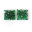 GREEN ONYX Gemstone Carving : 20.35cts Natural Onyx Gemstone Hand Carved Cushion Shape 13mm*9(h) Pair For Earring