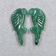 GREEN AVENTURINE Gemstone Carving :  20.35cts Natural Untreated Aventurine Gemstone Hand Carved PARROT 30*13mm Pair For Jewelry