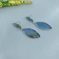 Blue Onyx Gemstone Bezel Set : Natural Onyx Gemstone Marquise Shape 925 Sterling Silver 1.75