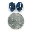 नीला नीलम रत्न कट: 15.60ct प्राकृतिक अनुपचारित नीलम साइड टू साइड ड्रिल चेकर कट ब्रियोलेट नाशपाती आकार 15*10 मिमी जोड़ी कान की बाली के लिए