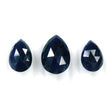 BLUE SAPPHIRE Gemstone Checker Cut : 32.40cts Natural Untreated Side To Side Drilled Pear Briolette 15*10mm - 18*13mm 3pcs (With Video)