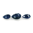 BLUE SAPPHIRE Gemstone Checker Cut : 32.40cts Natural Untreated Side To Side Drilled Pear Briolette 15*10mm - 18*13mm 3pcs (With Video)